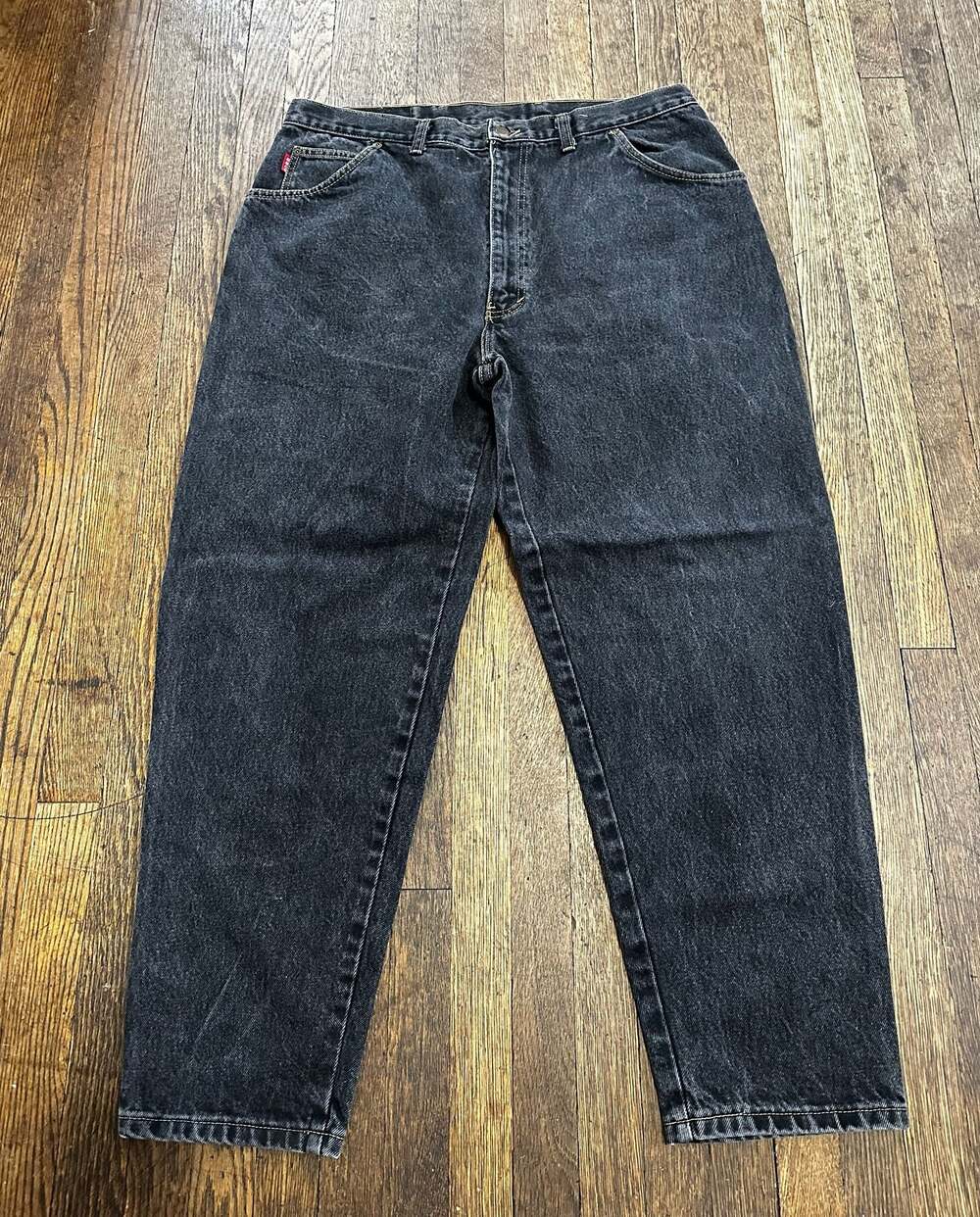 Vintage Y2K 90’s Bugle Boy Gold Crest Series Black Denim Jeans 38x30 Made in USA